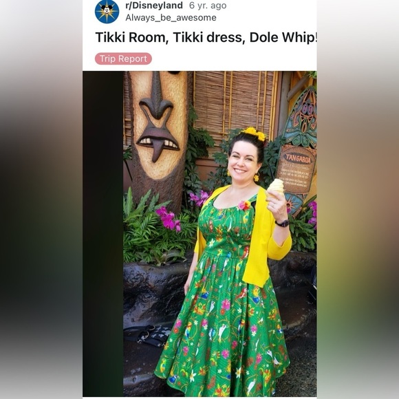 DISNEYLAND PARKS TIKKI ROOM Green Asymmetrical Sundress - Picture 7 of 9